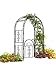 Plow & Hearth Arch Metal Outdoor Garden Arbor Double Gate | Montebello | 7 Feet Tall | Gunmetal Black | Trellis Lattice Climbing Plants