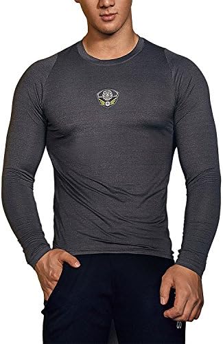 MOEA Men's Compression Shirt Cool Dry Skin Fit Long Sleeve Running Fitness Workout Base Layer Shirt