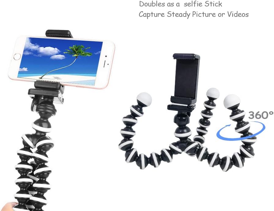 Kingneed Portable Flexible Cell Phone Octopus Tripod Phone Holder Selfie Tripod with Wireless Bluetooth Remote Shutte/Extendable Mount Holder: Camera & Photo
