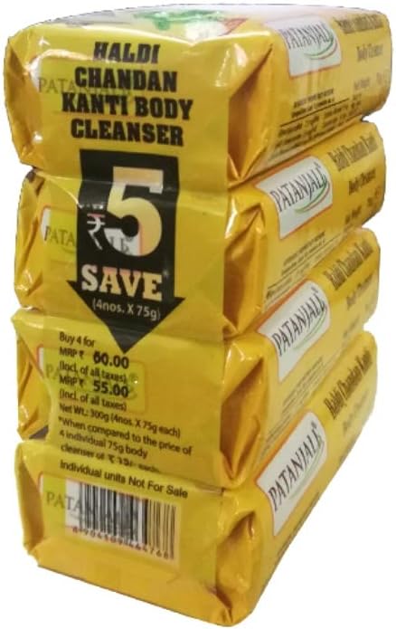 Baba Ramdev Patanjali HALDI CHANDAN KANTI BODY CLEANSER-(4X1) 75 GM Natural Herbal