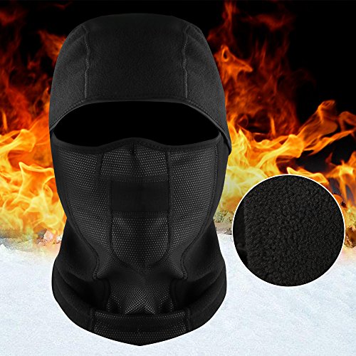 Balaclava Ski Face Mask, Vanmor Windproof Outdoor Ski Mask + UV400 Protection Anti-fog Ski Goggles for Cycling, Biking, Ski and Snowboard for Kids Men and Women (Black Mask + Clear Lense)