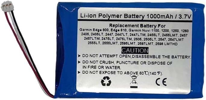 3.7V/1000mAh GPS Navigator Replace Battery for Garmin Edge 800, Edge 810, Garmin Nuvi 1100, 1200, 1250, 1260,Garmin Nuvi 2405