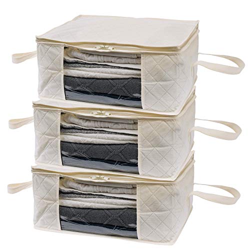Woffit Foldable Storage Bag Organizers, Large Clear Window & Carry Handles, Great for Clothes, Blankets, Towels, Winter & Summer Clothing, Closets, Bedrooms, Under Bed & More (Large) - Thumbnail 6