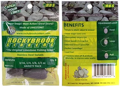 RockyBrook Limestone Weight Sinkers Assortment (3/16, 1/4, 3/8, 1/2 oz.)