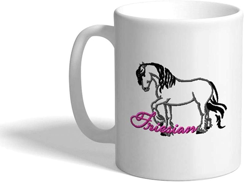 Ceramic Funny Coffee Mug Coffee Cup Animal Horse Freisian White Tea Cup