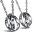 His & Hers Matching Set Titanium Stainless Steel Couple Pendant Necklace Love Style in a Gift Box (A Set)