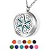 HOUSWEETY Aromatherapy Essential Oil Diffuser Necklace-Stainless Steel Locket Pendant,11 Refill Pads(Non-engraving)