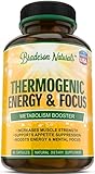 Thermogenic Fat Burner Weight Loss Supplement - Energy and Focus – 60 Capsules – Green Tea Extract, Caffeine, L-Carnitine, Kola Nut, L-Tyrosine, Raspberry Ketones, Yohimbe Bark