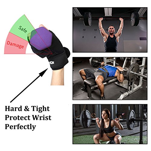 Professional Weightlifting Powerlifting Gloves with THICK WRISTER Gives GOOD Protection for Wrist, NO Calluses in Fitness, and Anti-Slip in Exercise - Thumbnail 5