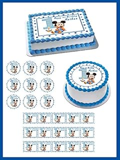 Amazon Com Mickey Mouse Baby 1st Birthday Edible Icing Image Cake