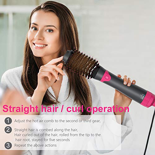 Hot Hair Dryer Brush Upgraded Detachable 3 IN 1 Interchargeable Negative Ions One-Step Hair Dryer and Volumizer for Straightening, Curling Dryer Style Reducing Frizz and Static Best gift
