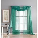 Window Elements Diamond Sheer Voile 56 x 216 in. Curtain Scarf, Grey Teal