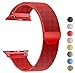 Seoaura Compatible Apple Watch Band 42mm 44mm, Stainless Steel Milanese Loop Replacement Strap with Magnetic Closure iWatch Series 4 3 2 1 Sports (Red, 42mm/44mm)