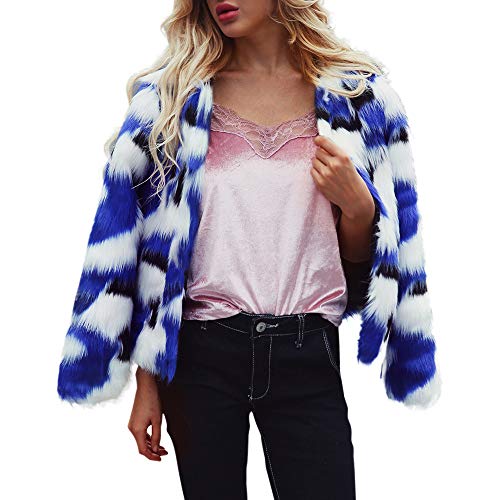 Faux Fur Jacket, Misaky Women's Autumn Winter Warm Coat Gradient Color Parka Outerwear(BlueÂ , Large)