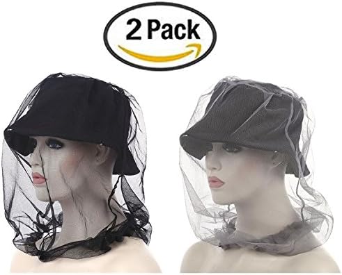 zapour 2 Pack Mosquito Head Net Insect Head Net Mesh Protective Cover for any Outdoor Lover, 2 Colors, Black and Gray