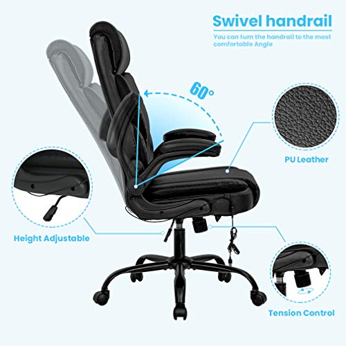 Office Chair Ergonomic Desk Chair PU Leather Computer Chair with Lumbar Support Flip up Armrest Task Chair Rolling… - Image 2
