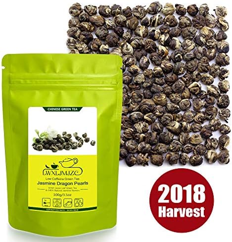 50 Cups Imperial Jasmine Dragon Pearls Tea- Pure Fujian Jasmine Tea -Jasmine Green Tea For Loose Weight, Caffeine Low Loose Leaf Green Tea Balls Scented With Fresh Jasmine Flowers Gift – 100g 3.6oz