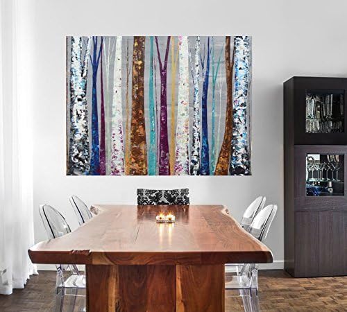 Made To Order: Colorful Unique Forest Tree Painting by MyImaginationIsYours (Aspen, Birch, Trees, Blues, Teals, Metallics, Plum)