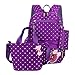 Fanci 3Pcs Polka Dot Princess Style Elementary Kids School Backpack Bookbag Set for Teens Girls School Bag with Handbag