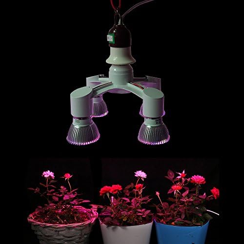 4 pack Full Spectrum 40W LED Grow Light Bulb+Lamp Holder E27 220V Panel Hydroponic for Indoor Plant Vegetables Marijuana (4xBulb+Holder)