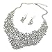 Yuhuan Women Alloy and Crystal Butterfly Necklace and Earring Set Color (Silver)