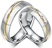 AnaZoz Stainless Steel Couple Ring Two Tone CZ Cubic Zirconia Promise Engagement Wedding Band