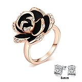 Winter.Z Noble and Elegant Ladies Jewelry Popular Explosion Models Austria Crystal Rose Gold Black Rose Ring Wedding