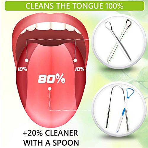 Tongue Scraper Cleaner for Adults Kids, BUVE Set of 4 Stainless Steel and Plastic Tongue Brush Oral Care Kit for Fresh Breath with Travel Carrying Case