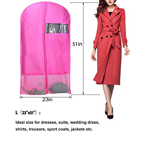 Kernorv Breathable Dust-proof Garment Bag, Environmental Zipper Suit Covers, 51" Foldable Dance Garment Bags with Clear Window for Dresses, Jacket, Storage or Travel (1 pack, Pink)