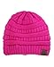C.C Trendy Warm Chunky Soft Stretch Cable Knit Beanie Skully, Neon Pink