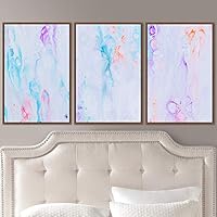 3 Piece Framed Canvas Wall Art Blue Pastel Liquid Canvas Prints Home Artwork Decoration for Living Room,Bedroom - 16