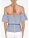 Yuandy Women Summer Off Shoulder Ruffles Blouse Stripe Cover Up Tops,Blue Stripe,Medium
