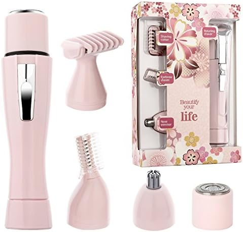 Women's Painless Hair Remover, Coresto 4 in 1 Electric Shavers for Women with Facial Hair Removal, Women's Body Shaver, Eyebrow Trimmer, Nose Hair Trimmer