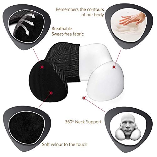 Travel Pillow - Soft Chin Neck Support Comfortable Adjustible Memory Foam Best for Sleeping Bus Airplane Car TV Reading Computer Kids Adults Carry-On Luggage