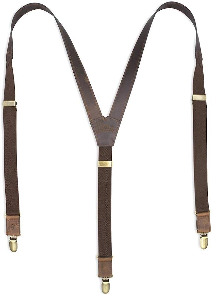 Dark Brown Leather Flex Suspenders Wiseguy Original Suspenders at