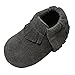 Mejale Baby Soft Soled Leather Moccasins Tassel Infant Toddler Shoes Prewalker(Grey,12-18 Months)
