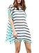 Yonala Women's Stripe Chiffon Trim Beachwear Bikini Cover-Up,Stripe,One Size