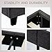Mecor Upholstered Linen Queen Platform Bed Metal Frame with Wood Slat Support,Square Stitched Headboard,Black/Queen Size