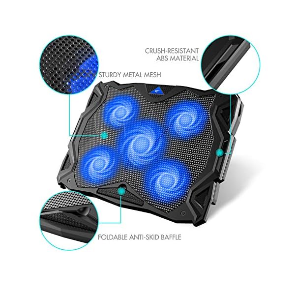 havit-Laptop-Cooling-Pad-Computer-Quiet-Cooler-with-5-Quiet-Fans-and-2-USB-Ports-Portable-Cooling-Stand-with-LED-Light-for-14-17-Inch-Laptopblue havit Laptop Cooling Pad Computer Quiet Cooler with 5 Quiet Fans and 2 USB Ports, Portable Cooling Stand with LED Light…