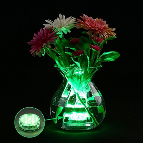 Submersible LED Lights, AnSaw IR Remote Controlled RGB Changing IP68 Waterproof Lights for Aquarium Vase Base Pond Swimming Pool Garden Party Weeding (3 Packs, 10-LED, RGB) - Thumbnail 4