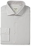 Ben Sherman Men's Slim Fit Dot Dobby Spread Collar Dress Shirt, Burgundy, 16