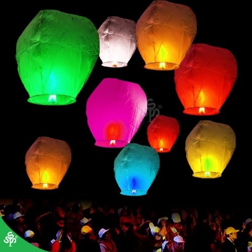 Leegoal 7 Pcs Sky Lanterns - Assorted Colors