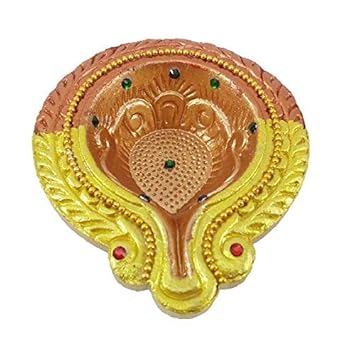 Clay Art Creation - Handcrafted Medium Size Clay Diya for Diwali - Set of 4 Pieces (20-03M4130)
