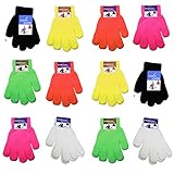 Children Warm Magic Gloves Teens Winter Gloves Boys Girls Knit Gloves(7 to 16 years old) (Rainbow-3)