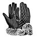 Vbiger Womens Leather Gloves Texting Touch Screen Gloves Warmest Mittens With Soft Fur (Black)