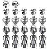 Camera Screw, 22 Pcs Tripod Screw Adapter Converter Ring Screw Pack(1/4" Male to 1/4" Male, 1/4" Male to 3/8" Male,1/4" Female to 3/8" Male,1/4" Female to 3/8" Female,2 pcs1/4 D-Ring Screw)
