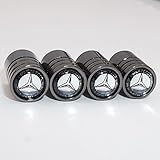 US85 Mercedes Benz Logo Emblem Auto Car Wheel Tire Air Valve Caps Stem Cover Accessories Decoration Birthday Gift (Black Chrome)