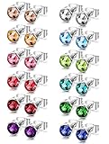 FUNRUN JEWELRY 12 Pairs Stainless Steel Stud Earrings for Women Men Piercing Earrings CZ Studs 4-6mm