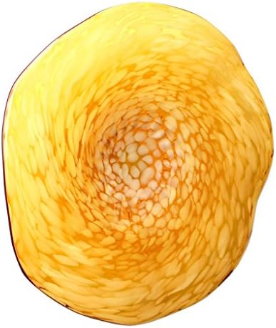 26" Hand Blown Art Glass Table Platter Plate Amber w/ Wall Hanging Mount