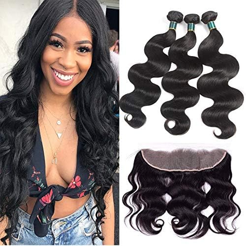 Malaysian Virgin Body Wave Hair 3 Bundles with Frontal 8A 100% Unprocessed Malaysian Body Wave Human Hair Weft with Lace Frontal Malaysian Body Wave (8 10 12+8 frontal)